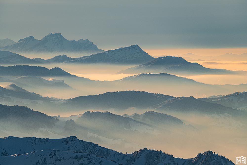 Nebel und Wolken Alpen Rigi Pilatus Nebel Winter Appenzellerland Alpstein St. Gallen Appenzell Ostschweiz Schweiz