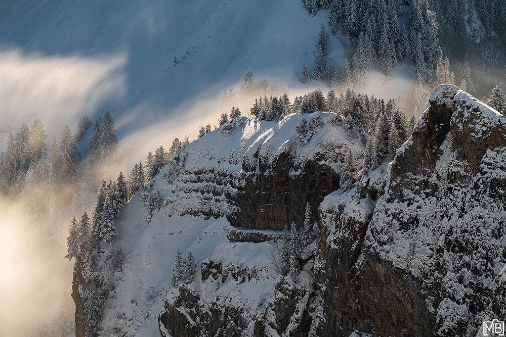Nebel und Wolken Nebelwelle Winter Appenzellerland Alpstein St. Gallen Appenzell Ostschweiz Schweiz