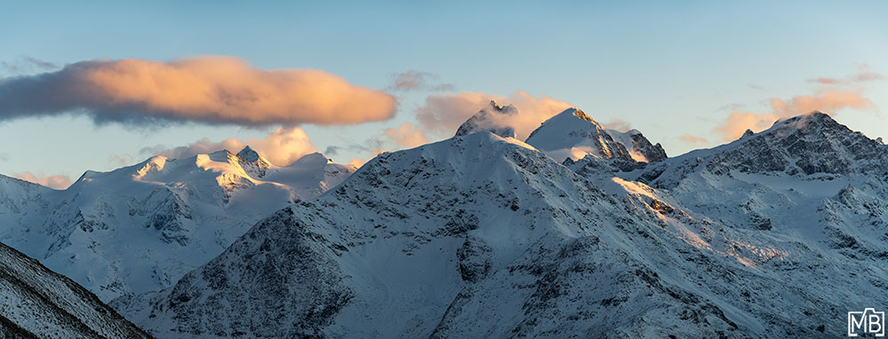 Panorama Winter Winterlandschaft Engadin Oberengadin Graubünden Schweiz